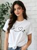 Top Unisexs Casual Short Sleeve TShirt Smiling Butterfly Heart Rose Applique Design Print Regular Fit Ladies Tshirts
