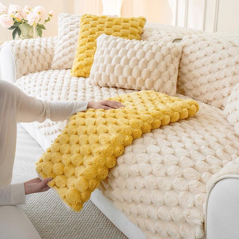 Light Luxury French Cream Wind Sofa Cushion Winter Plush Thickened Cover Non-Slip Sofa Cover Cloth Towel Seat Cushion