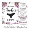 Inkdotpot Bridal Shower Game 1 SignA    30 Size CardsA  White Floral Girls Night Out Bachelorette Party Drop Your Panties