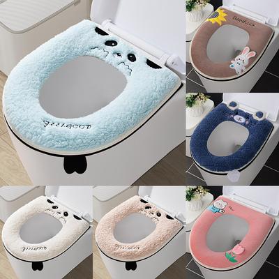 Universal Toilet Seat Cover Cartoon Pattern Closestool Mat Soft Warm Toilet Seat Cushion Bathroom Toilet Lid Accessories