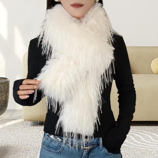 Women Scarf Solid Color Imitation Turkey Feathers Long Scarf Autumn Winter Warm Scarf Daily Party Street Wear