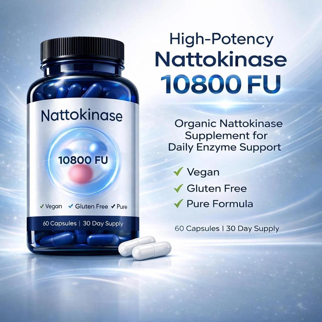 1-3X Nattokinase Supplement - 10800 FU 60 Capsules Per Serving HOT 2026