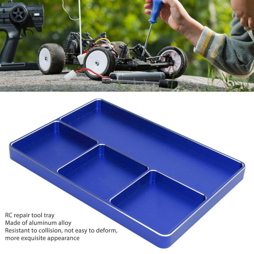Metal RC Screw Tray 4 Grids Screw Parts Tray Durable Magnetic Screw Holder  For RC Car