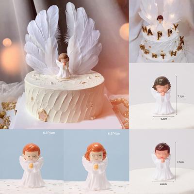 Adornos para Pastel de Plumas de Ángel para Boda, Fiesta de Cumpleaños, Decoración para la Parte Superior del Pastel