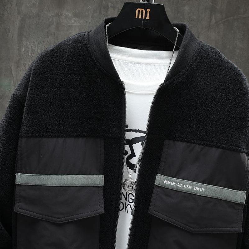 Lamb Wool Jacket Men's New Baseball Collar Korean Style Trendy Autumn and Winter All-match Thickened Velvet Jacket Men's Tops