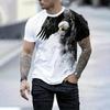 Men's Summer Fashion T-shirt Eagle 3D Printed Short Sleeved T-shirt Summer Outdoor Leisure Quick Drying Breathable T-shirt