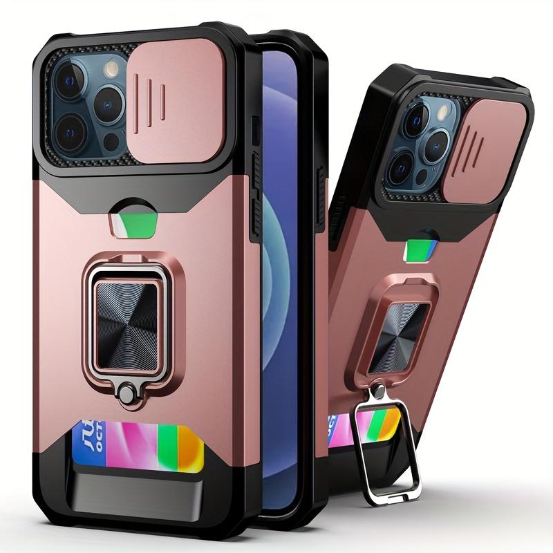 Stoßfestes, schweres Hartschalenetui mit Metallständer und Kartensteckplatz für das iPhone 16 Pro Max 15 Pro Max 14 Pro Max