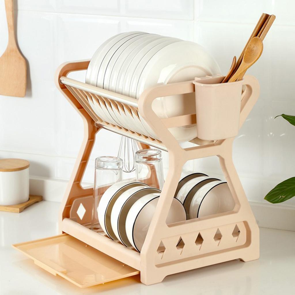 Dish Drying Rack Multilayer Versatile Countertop Plate Bowl Rack Cutlery Holder for Kitchen Countertop Cabinet