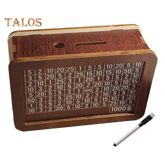 Dřevěná pokladnička s fixem 1000/3000/10000 USD Prasátko Pokladnička na mince Děti Dospělí Pouzdro na spoření peněz