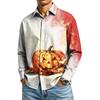 Men's Long Sleeve Button Down Halloween Print Shirt