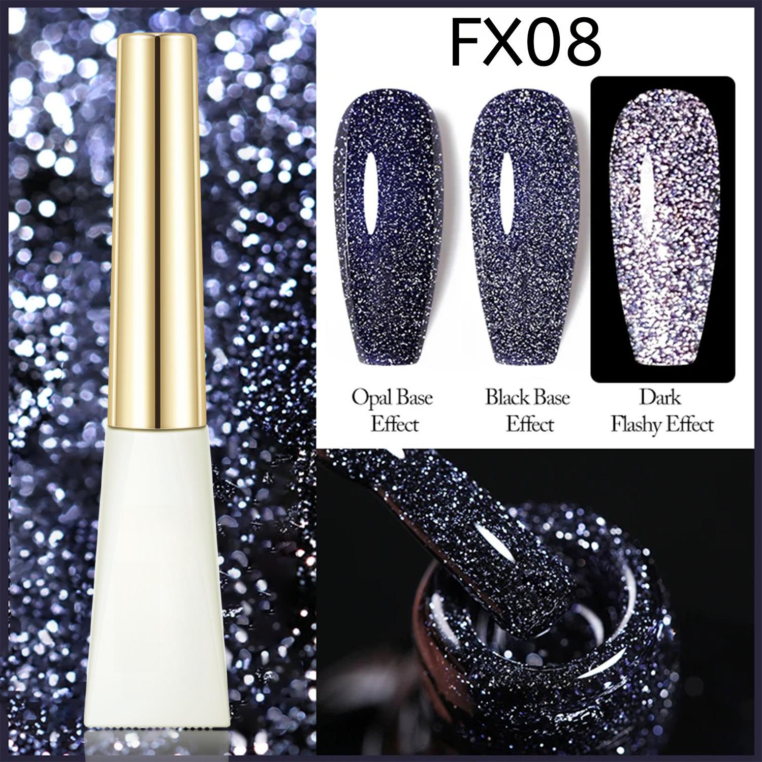 

Светоотражающий гель-лак для ногтей Яркий мерцающий серебристый лазер Полуперманентный нейл-арт Soak Off УФ-гель-лак 08