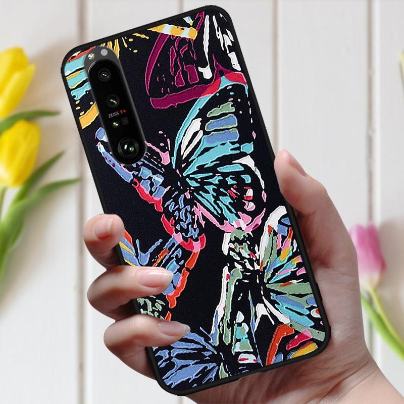 3D Emboss Flower Case For Sony Xperia 10 III Cover Cute Relief Case For Sony Xperia 1 III 5 III 10III Phone Case Coque Fashion
