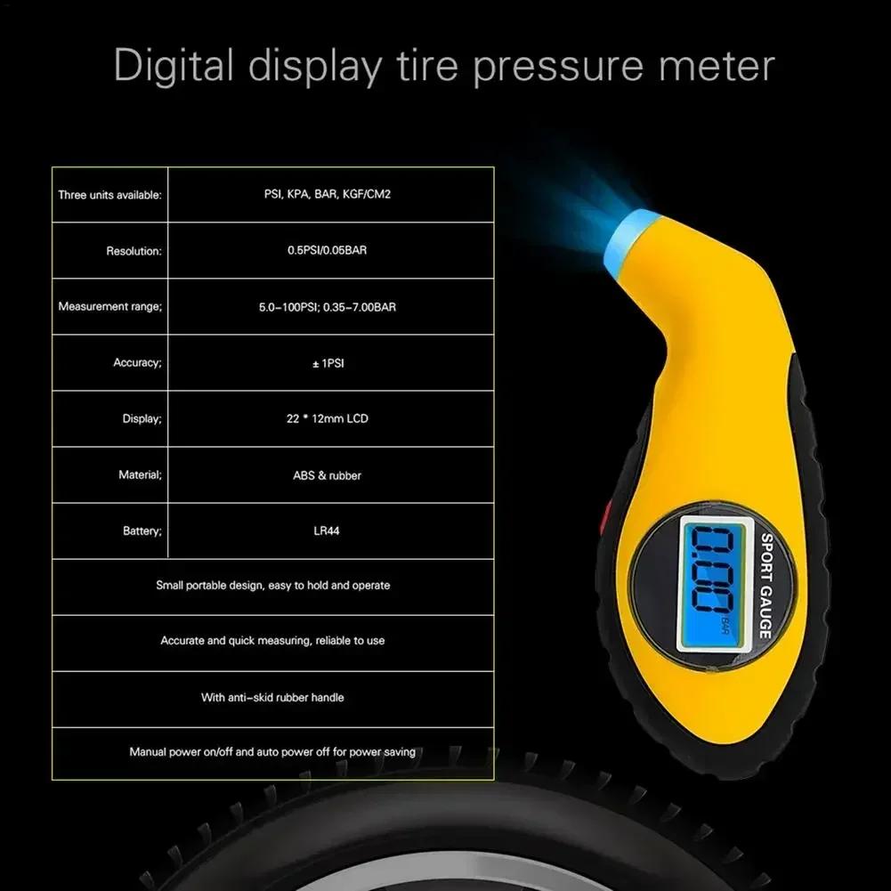 Digital Tire Pressure Gauge - LCD PSI Meter for Car Bike Truck Auto Tyres