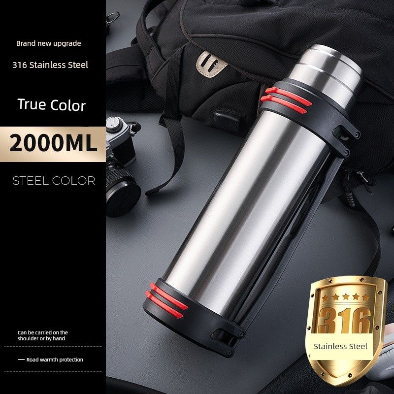 Thermos Kettle, Outdoor Large-Capacity Thermos Cup, Portable Car Water Bottle for Men and Women, Construction Site Household Anti-Fall Thermos Bottle