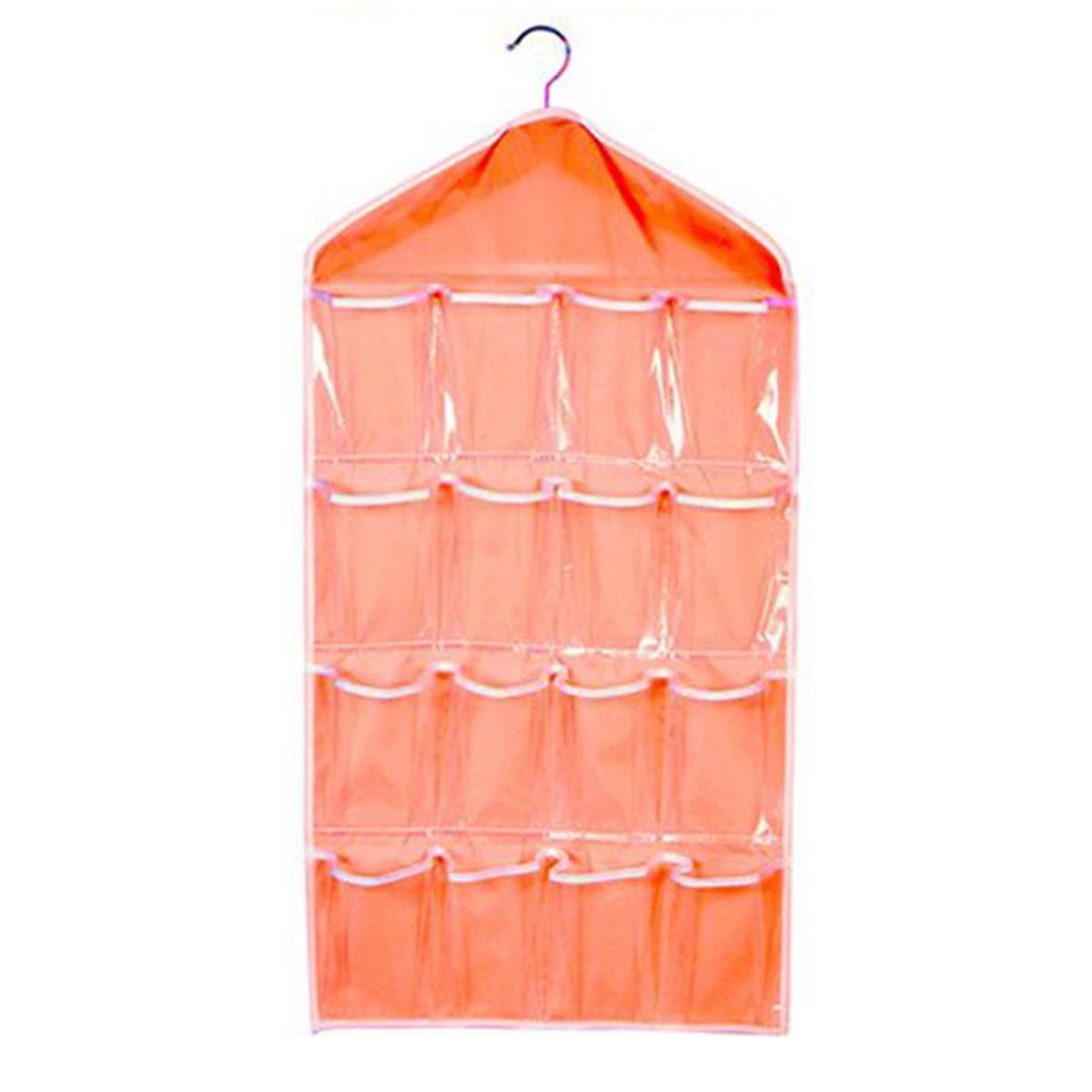 

Wall Mounted Storage Bag Multi Grids Organizer Bag For Underwear Socks Toy Hair Accessories Multifunction Home Storage Tools помаранчевий