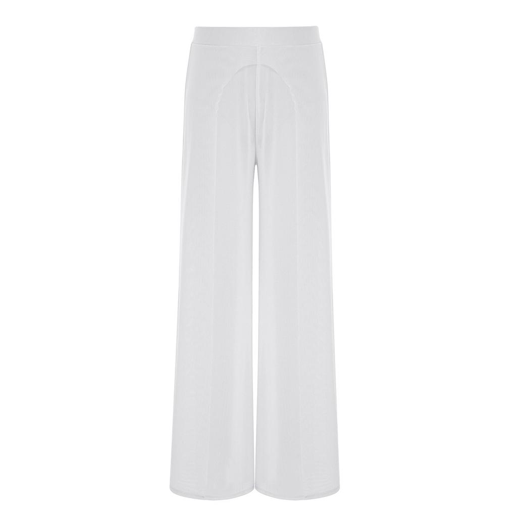 Kids Girls Performance Dance Pants: Elastic Waistband Wide-Leg Mesh with Built-In Briefs for Lyrical Competition