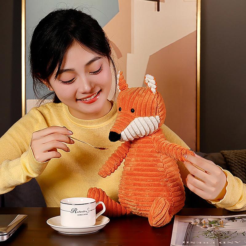 Wald Wildtier Cosplay Stofftier Gestreiftes Plüschtier Orange Fuchs Puppe Plüschtier Umarmbarer Schlafbegleiter Für Mädchen Geschenk