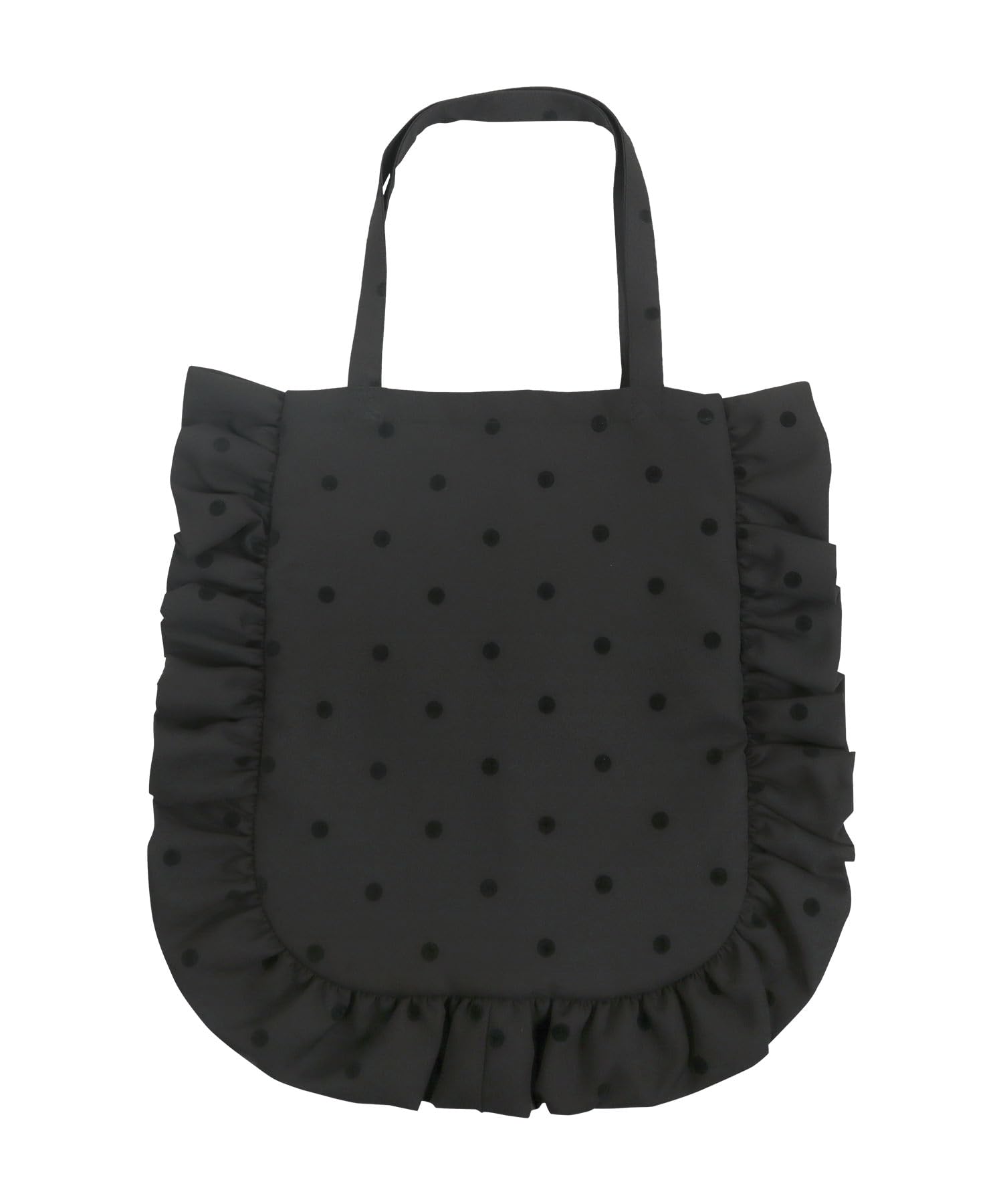 

2 Types to Choose from Dot Pattern Frill Tote Bag Dot Bag Bag Korean Frill Bag A4 Free Vertical Black [Kobe Lettuce] [B1592]