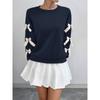 2025 Autumn Winter Women's Red Christmas Sweatshirt Sweet Style Round Neck Bowknot Pullover Top for Women