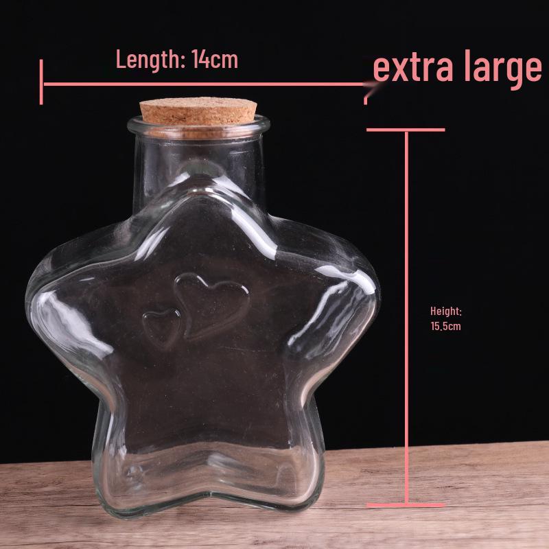 Creative Wishing Bottle with Cork Stopper - Transparent Mini Origami Star Glass Bottle for DIY Lucky Starry Sky.