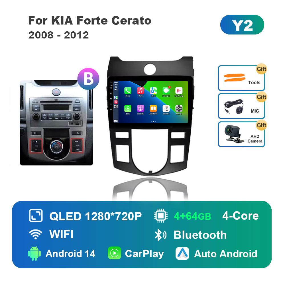 for KIA Forte Cerato 2008 - 2012 Android 14 Intelligent System Car Radio Multimedia Player GPS Navigation BT 4G WiFi HD Screen