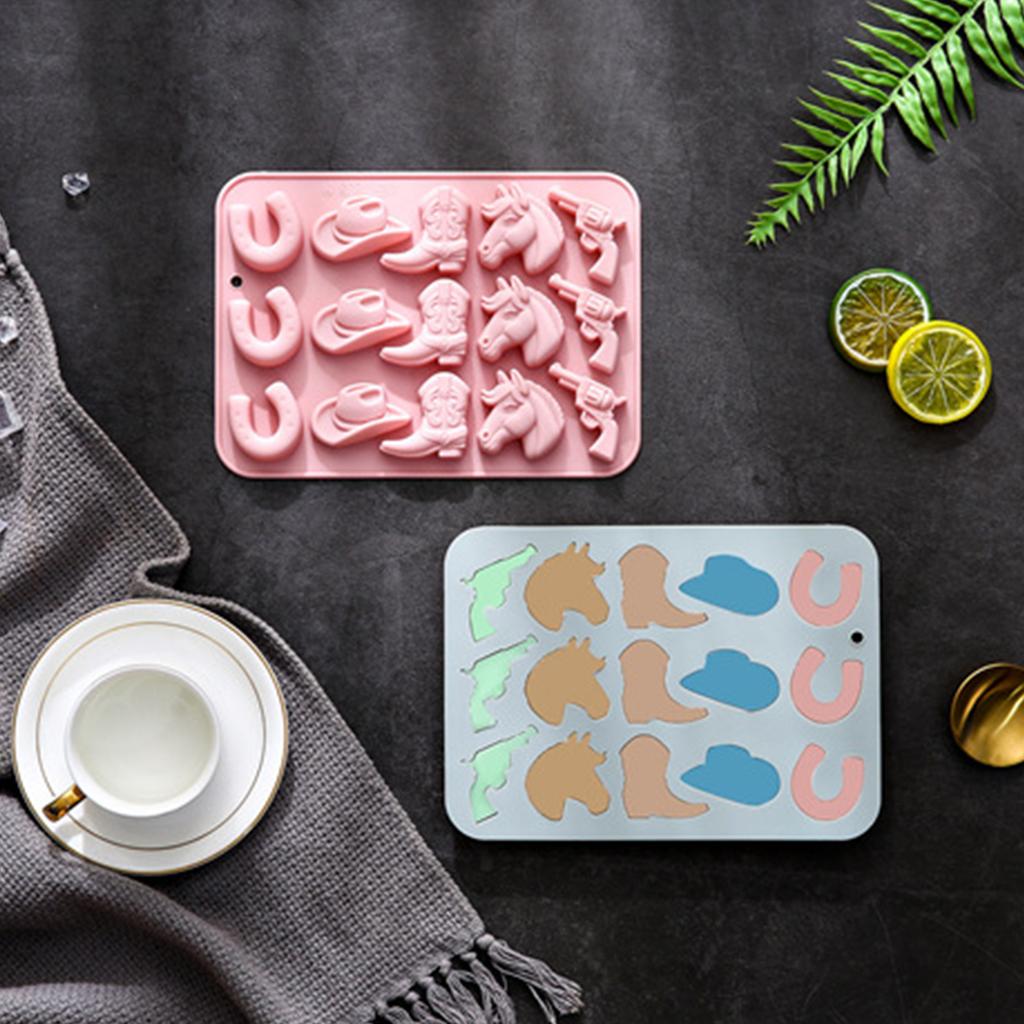 Fleksible bakeformer Cowboy-tema Fondantformer Silikon Bakeutstyr Silikontekstur Flott for ulike anledninger