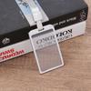 Employee ID Metal Case + Name Tag Lanyard (Vertical/Silver)