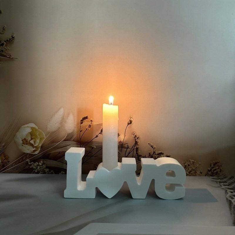 Candle Holder Resin Mold Decorative Love Shaped Tealight Candlesticks Molds Plasters Decors Tealight Scented Silicone Mold