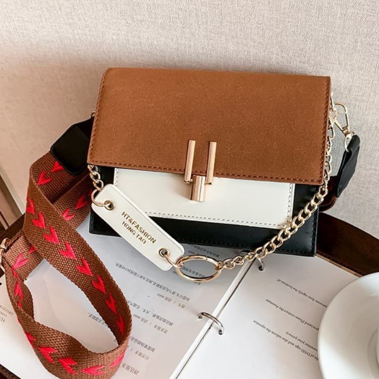 

Женская модная широкополосная наплечная сумка-мессенджер маленькая квадратная сумка 19*7*15cm коричневый