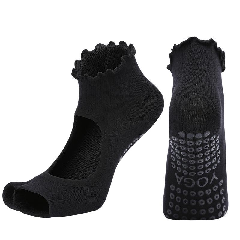 Lace Design Silicone Non-slip Professional Yoga Pilates Train Indoor Floor Soft Dance Sports Gym Ruffles Ballet Fitness Socks