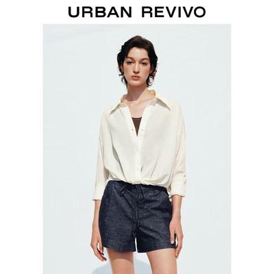 UR 2025 Autumn Elegant Pleated Oversized Long Sleeve Blouse