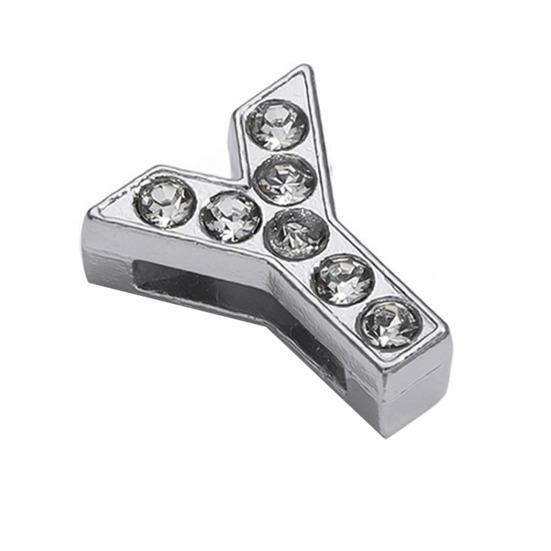 Rhinestone Letter Beads Alloy A To Z Charms Slide Letter Charms Small Spacer Beads for DIY Jewelry Making Keychain Cell Phone Chain Bracelet Craft