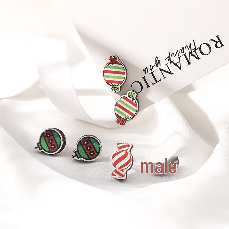

Cute Cartoon Christmas Earrings Set - 6 Pieces, Women s High-End Festive Jewelry