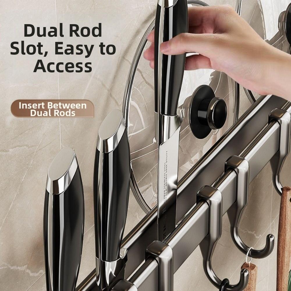 Wall Mounted Kitchen Organizer Hook Double Pole Kitchen Utensil Organizer  Home