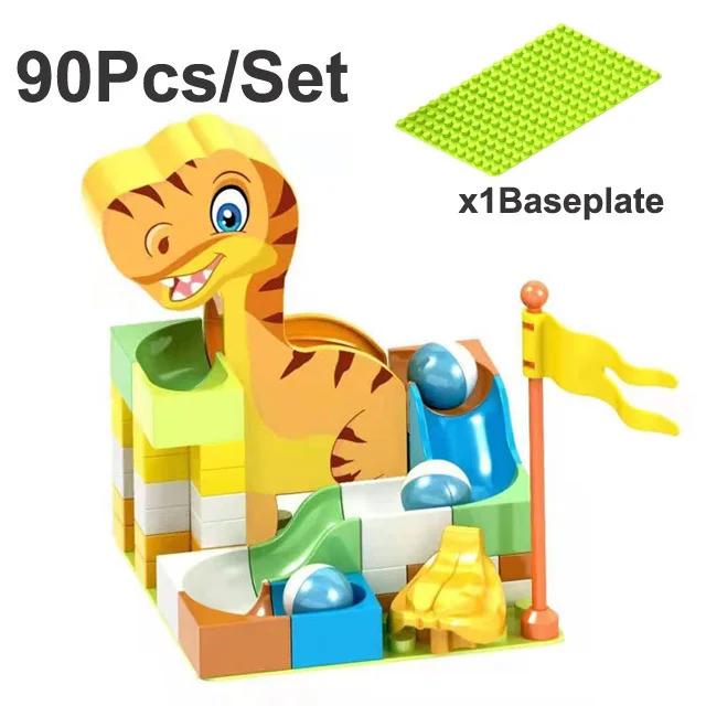 DIY Dinosaur Marble Race Run Big Blocks Plastic Building Blocks Funnel Slide Assembly Bricks Educational Toys For Children Gifts