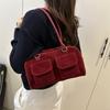 Autumn Vintage Suede Square Shoulder Bags for Women Casual Versatile Ladies Handbags Tote Large Capacity Female Underarm Bag