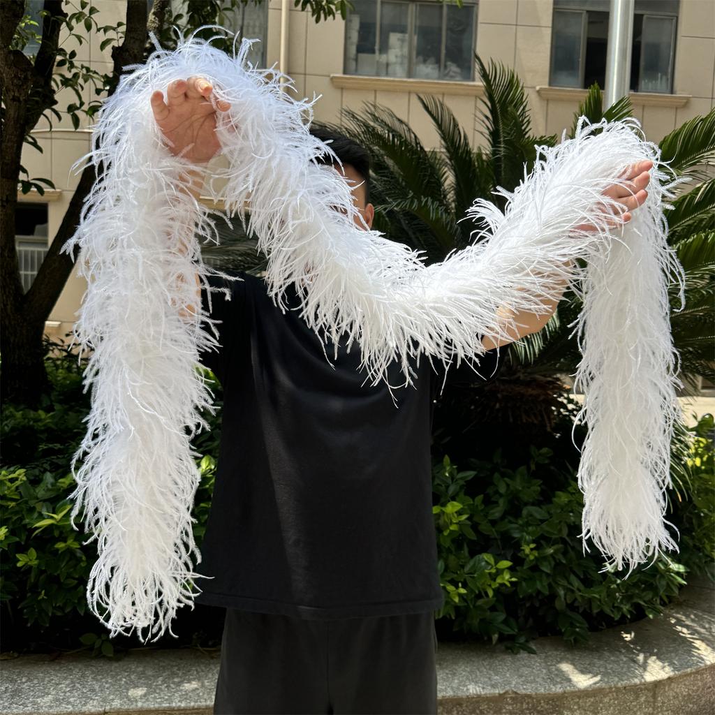 DIY 8 Ply Ostrich Feather Boas 4M for Craft Party Shawl Wedding Drees Clothes Carnival Stage Decor Fluffy Ostrich Plumes Scarf Trim