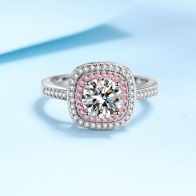 Prsten ze stříbra ryzosti 925 Dámský pokovený barevně separační růžovým zlatem 1karátový moissanitový prsten Diamantový módní prsten