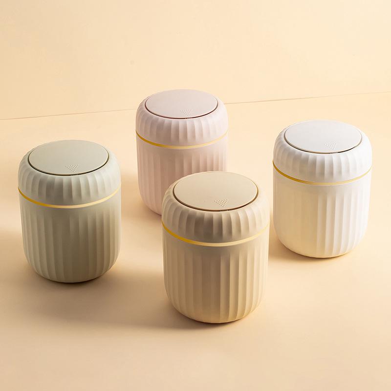 Compact Elegant Desktop Trash Can with Lid for Home and Office