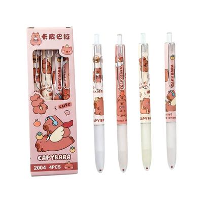 4PCS Retractable Gel Pen 0.5MM Cartoon Gel Pen with Metal Clip for Journaling Note Taking School Office Supplies