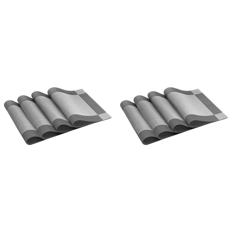 ABMH-Placemat, Crossweave Woven Non-Slip Insulation Placemat Washable Table Mats Set Of 8 (8Pcs Placemats, Silver-Gray) серебряный серый