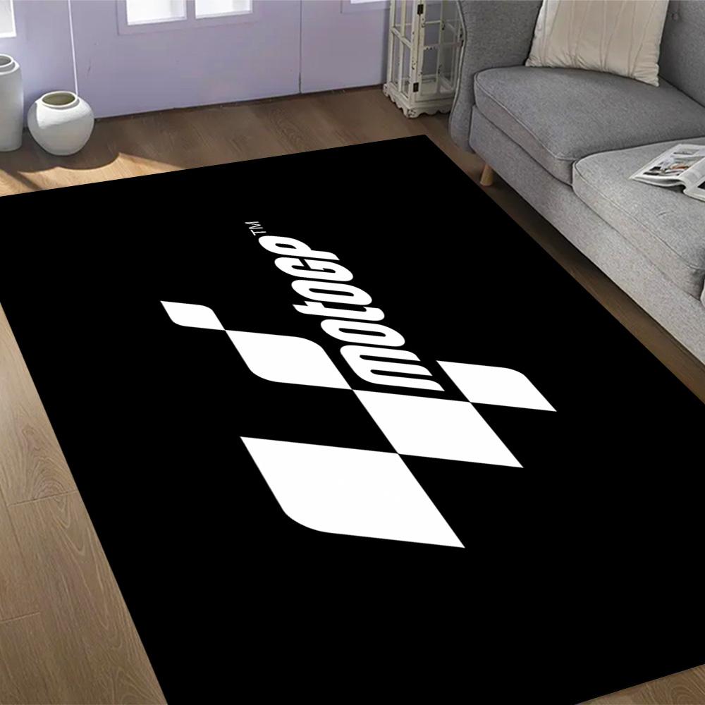 Tappeti Antiscivolo a Tema Logo Fiamme MotoGP - Arredamento per la Casa in Poliestere, Adatti per Camere da Letto, Soggiorni, Ingressi, Studi e Decorazioni