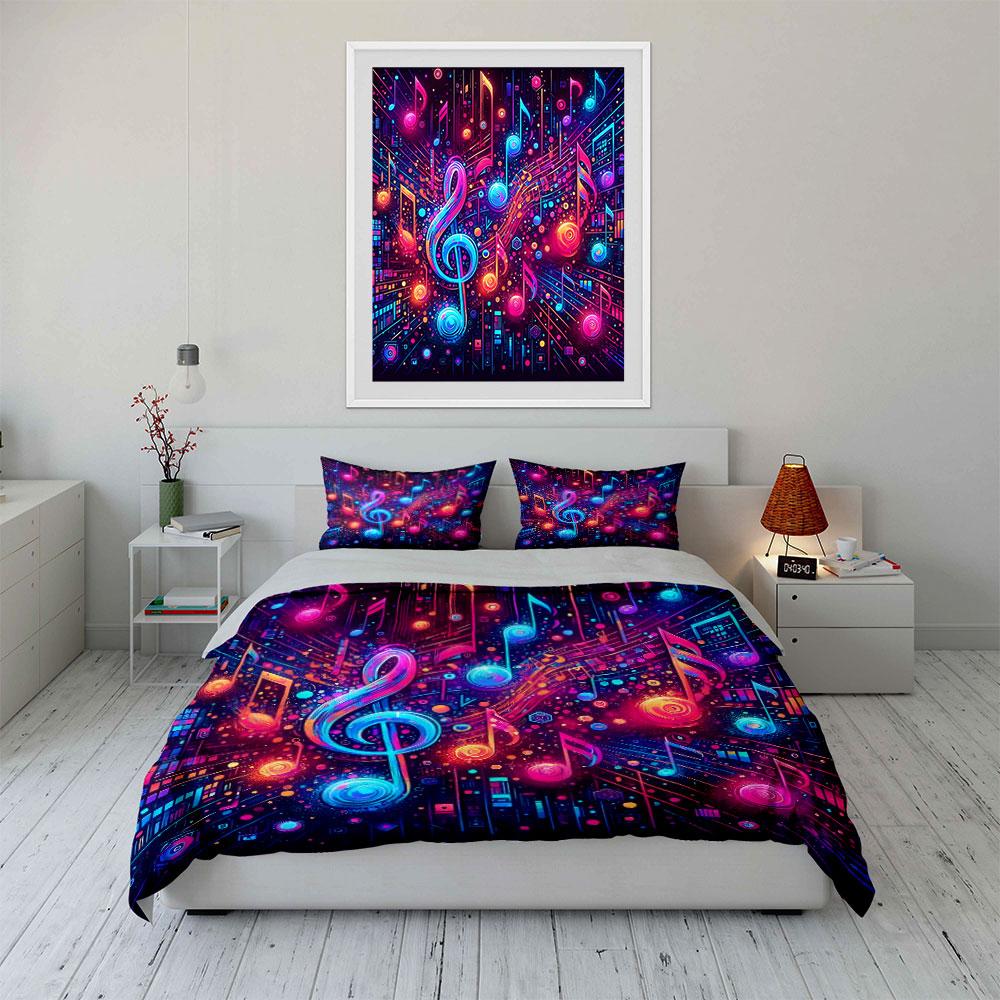 Colorful Musical Decor Set Bedding Set with 1 Duvet Cover 2 Pillowcases Single Double King Queen Gift