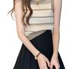 Women's Contrast Knit Striped Off-Shoulder Camisole: Trendy French Slim-Fit Sleeveless Summer Top