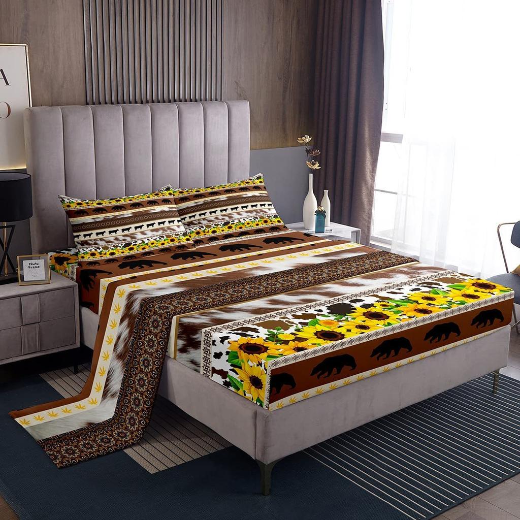 Dog Footprint Bone Pattern Bed Hat Four-piece Bedding Set Bedroom Dormitory Bedding Decoration