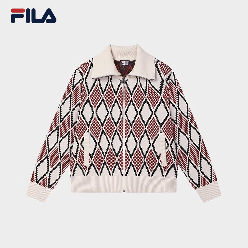 FILA Women's Geometric Jacquard Lapel Knit Cardigan