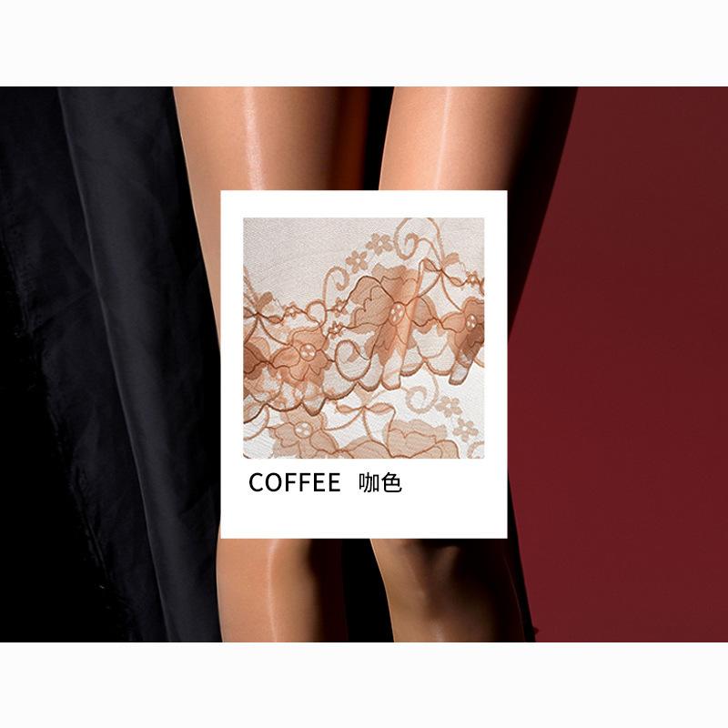 Women's Rose Flower Lace Stocking Set - Lustrous Silk Smooth Knee-Length Stockings Base socks