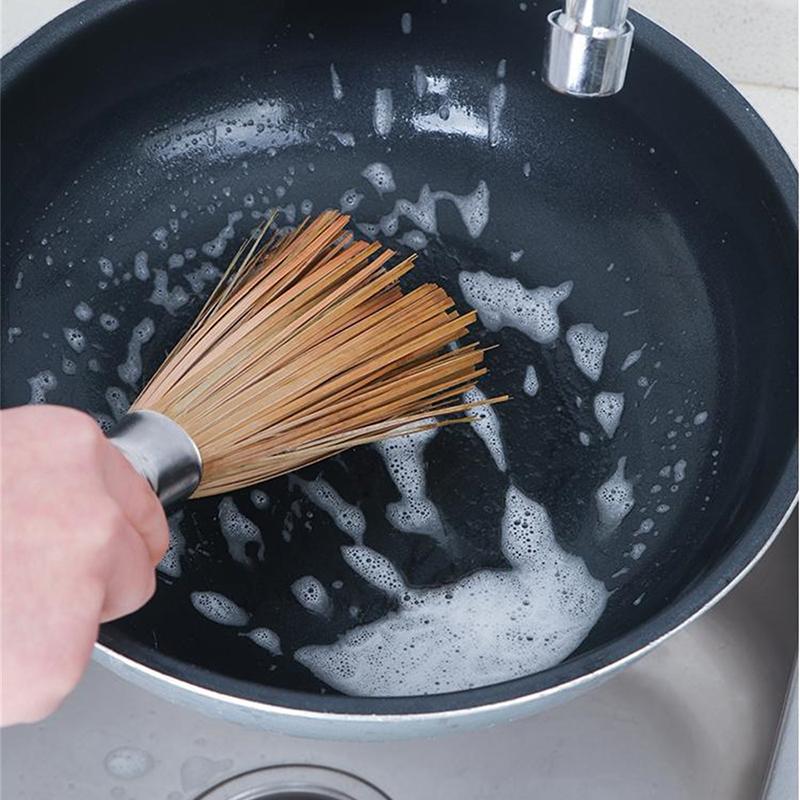 Bamboo Frying Pan Brush Large Pot Brush Washing Pot Brush Kitchen Cleaning Brush Restaurant Natural Brush Kitchens Supplies