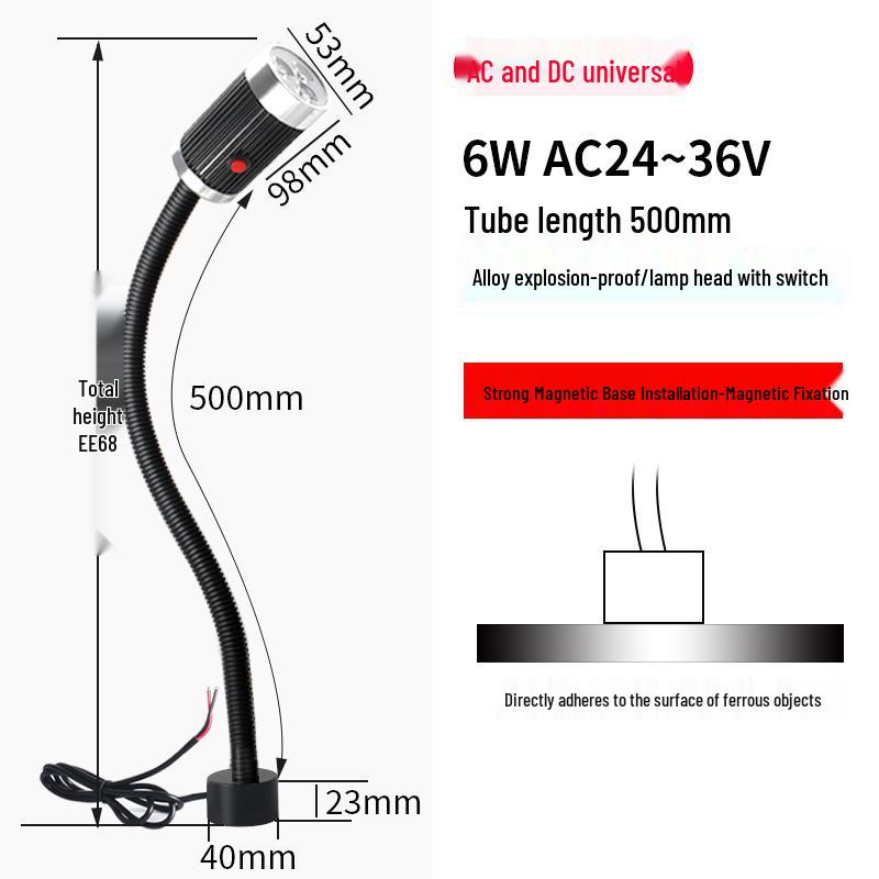 LED Pracovní světlo pro obráběcí stroje – Hadicové magnetické světlo s husím krkem pro CNC soustruh 24V/220V