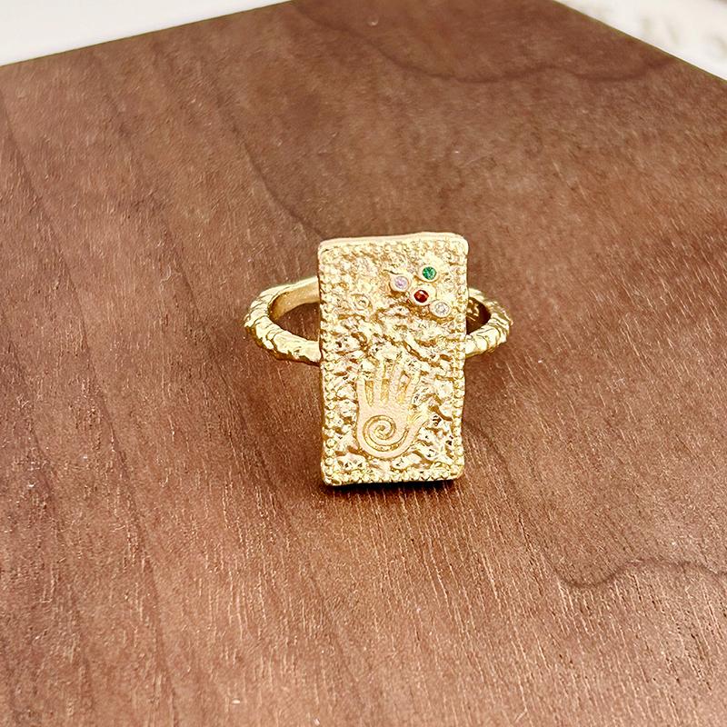 1pc Gold Color Sparkling Zircons Engagement Rings for Women Girl New Fashion Elegant Irregular Geometry Handmade Wedding Party Jewelry Gifts